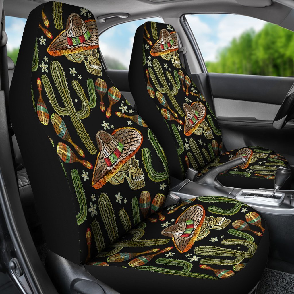 Western Cowboy Cactus Pattern Print Universal Fit Car Seat Covers-grizzshop
