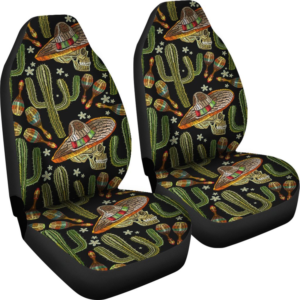 Western Cowboy Cactus Pattern Print Universal Fit Car Seat Covers-grizzshop