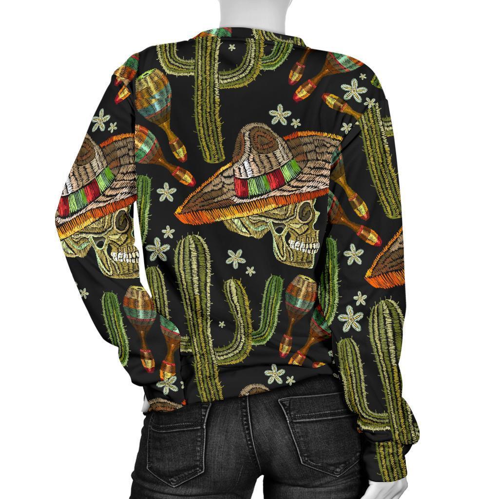 Western Cowboy Cactus Pattern Print Women's Sweatshirt-grizzshop