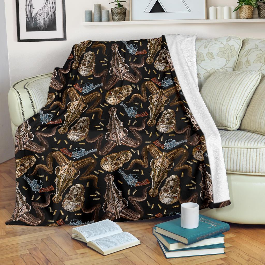 Western Cowboy Gun Print Pattern Blanket-grizzshop