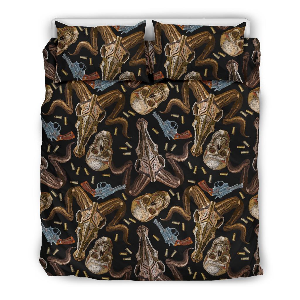 Western Cowboy Gun Print Pattern Duvet Cover Bedding Set-grizzshop