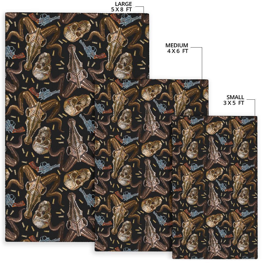 Western Cowboy Gun Print Pattern Floor Mat-grizzshop