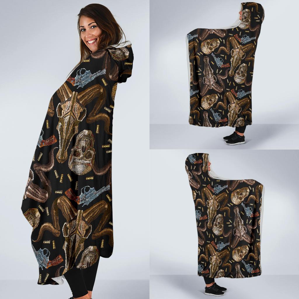 Western Cowboy Gun Print Pattern Hooded Blanket-grizzshop