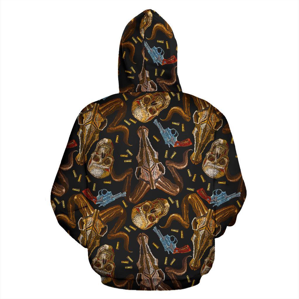 Western Cowboy Gun Print Pattern Men Women Pullover Hoodie-grizzshop