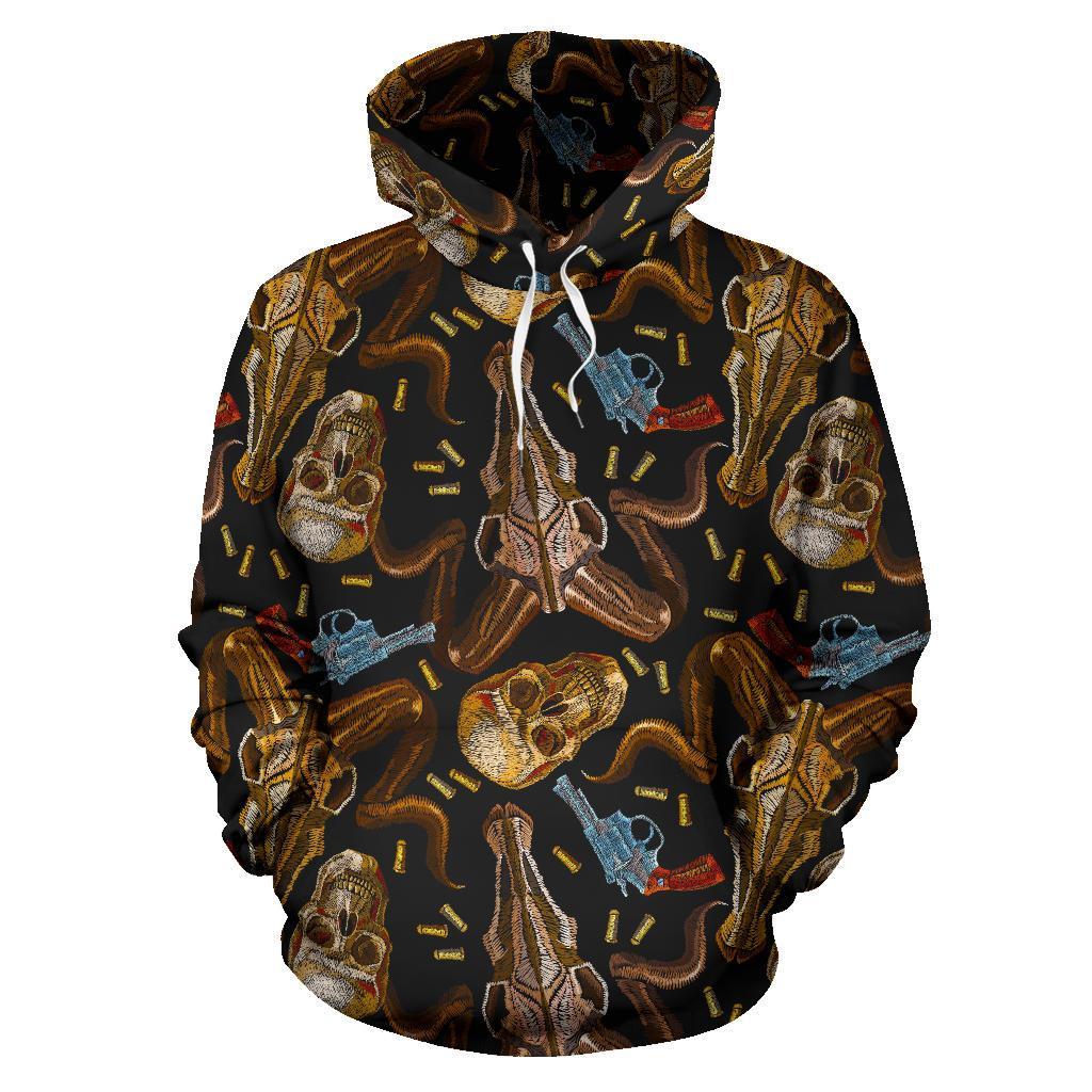 Western Cowboy Gun Print Pattern Men Women Pullover Hoodie-grizzshop