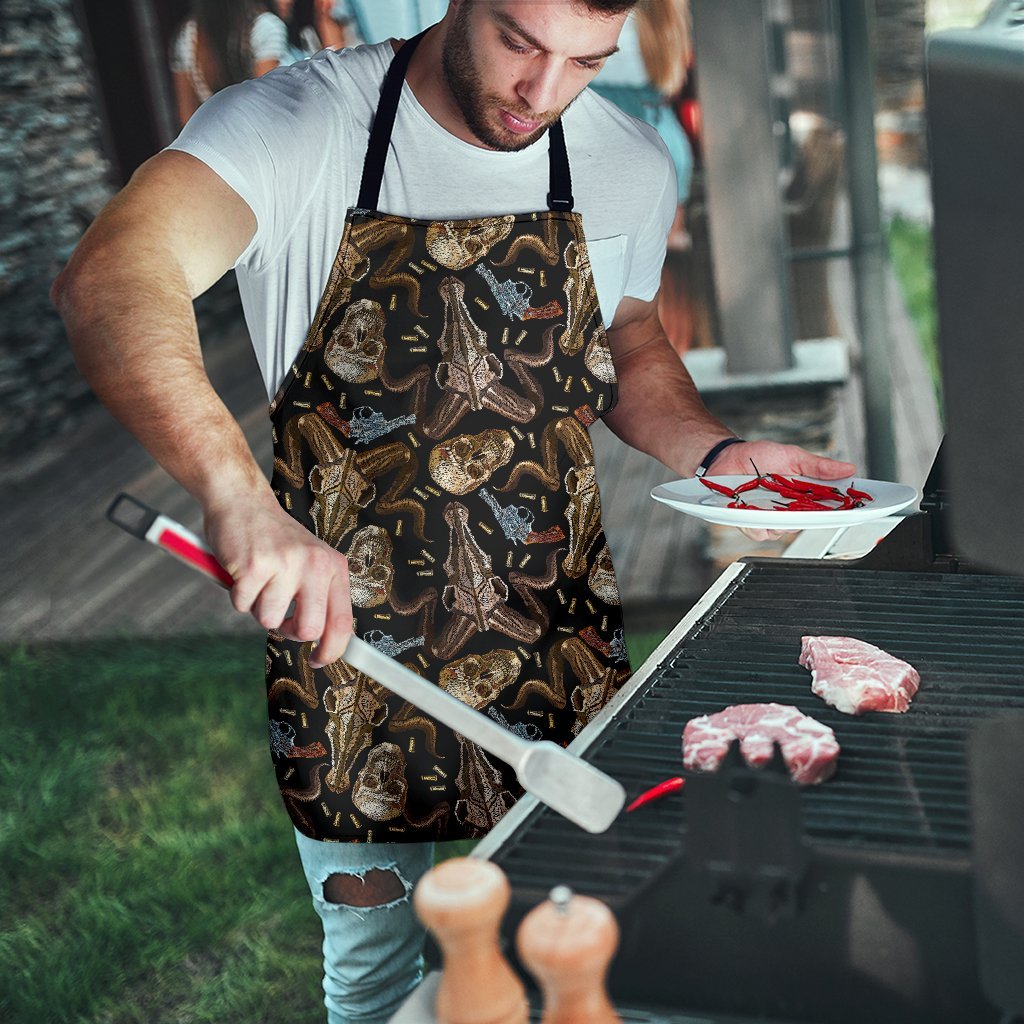 Western Cowboy Gun Print Pattern Men's Apron-grizzshop