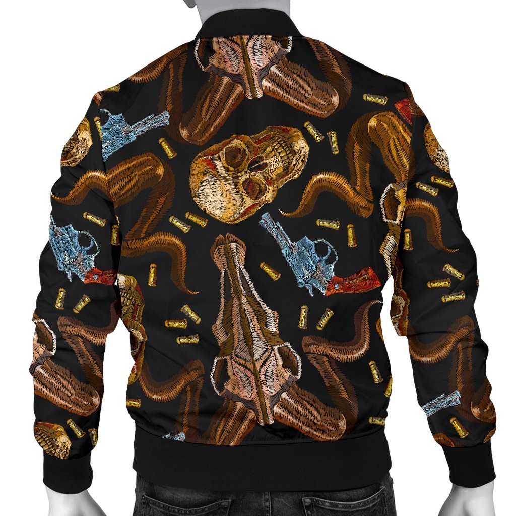 Western Cowboy Gun Print Pattern Men's Bomber Jacket-grizzshop