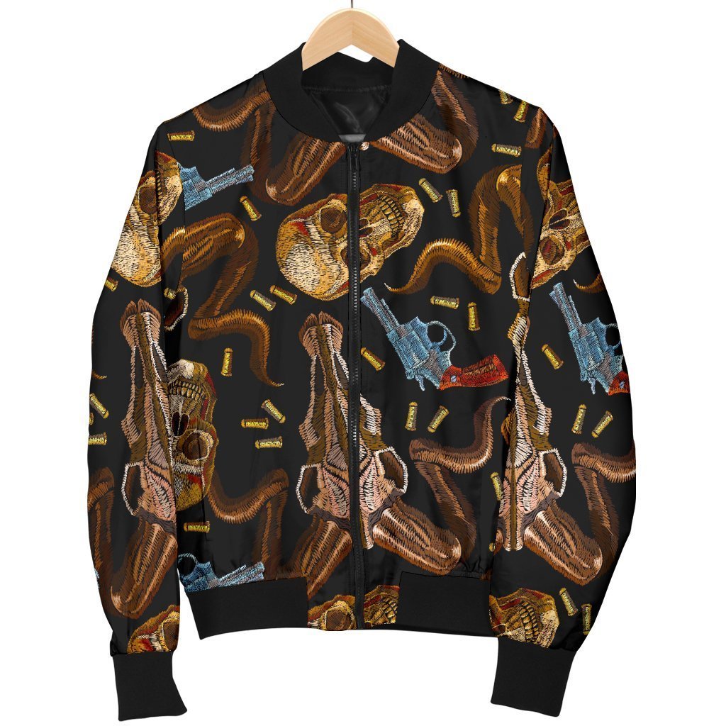 Western Cowboy Gun Print Pattern Men's Bomber Jacket-grizzshop