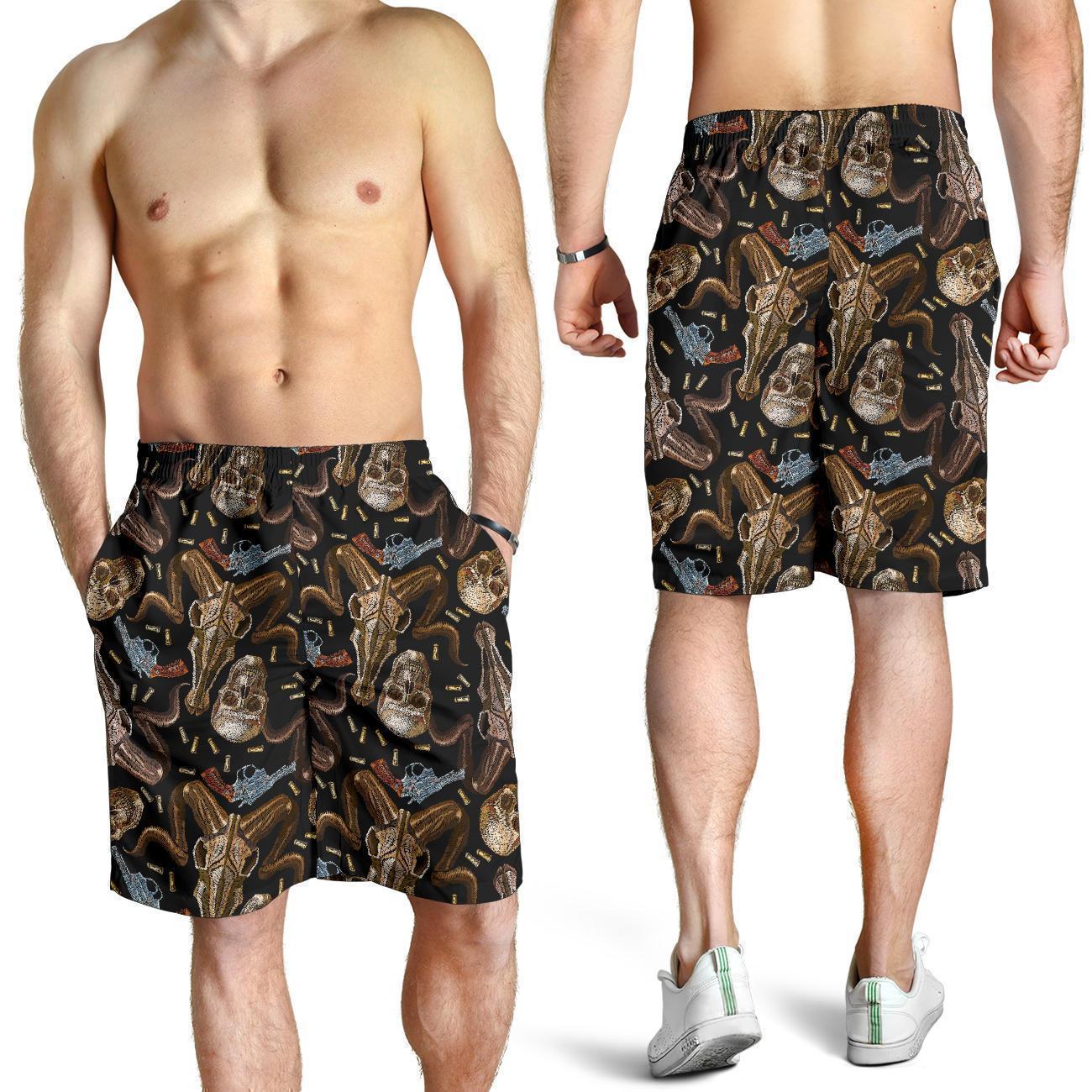 Western Cowboy Gun Print Pattern Men's Shorts-grizzshop