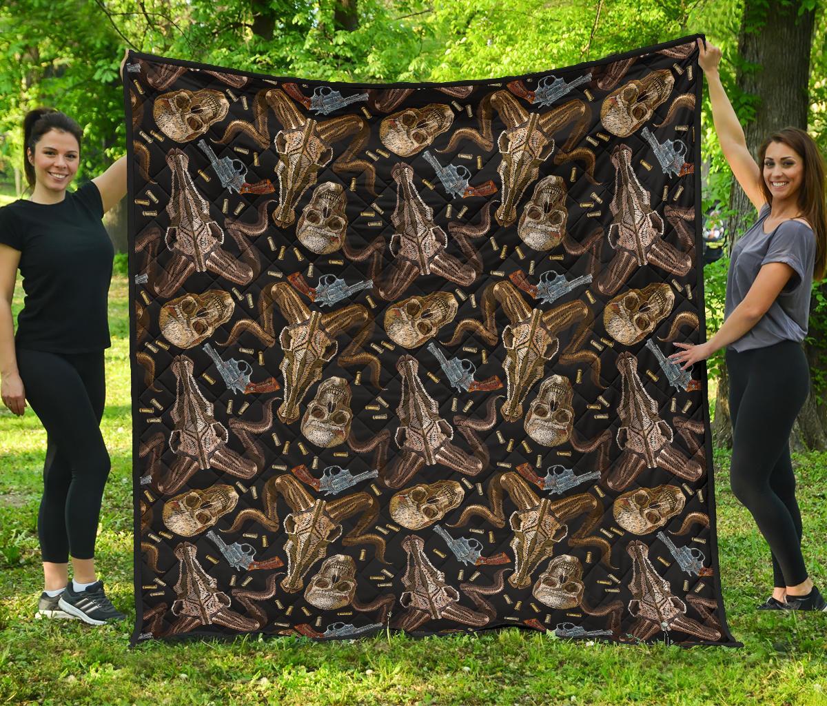 Western Cowboy Gun Print Pattern Quilt-grizzshop