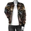 Western Cowboy Gun Print Pattern Women Casual Bomber Jacket-grizzshop