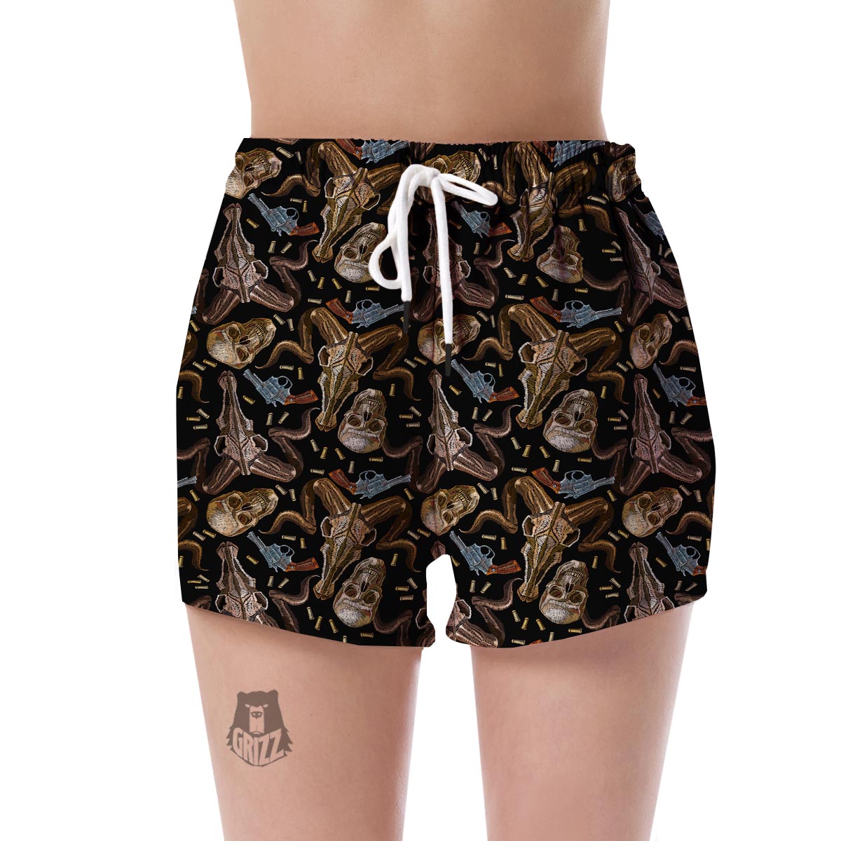 Western Cowboy Gun Print Pattern Women's Shorts-grizzshop