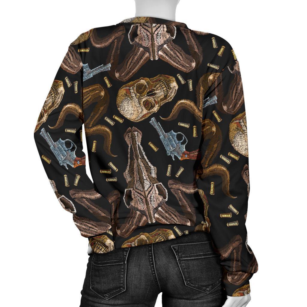 Western Cowboy Gun Print Pattern Women's Sweatshirt-grizzshop