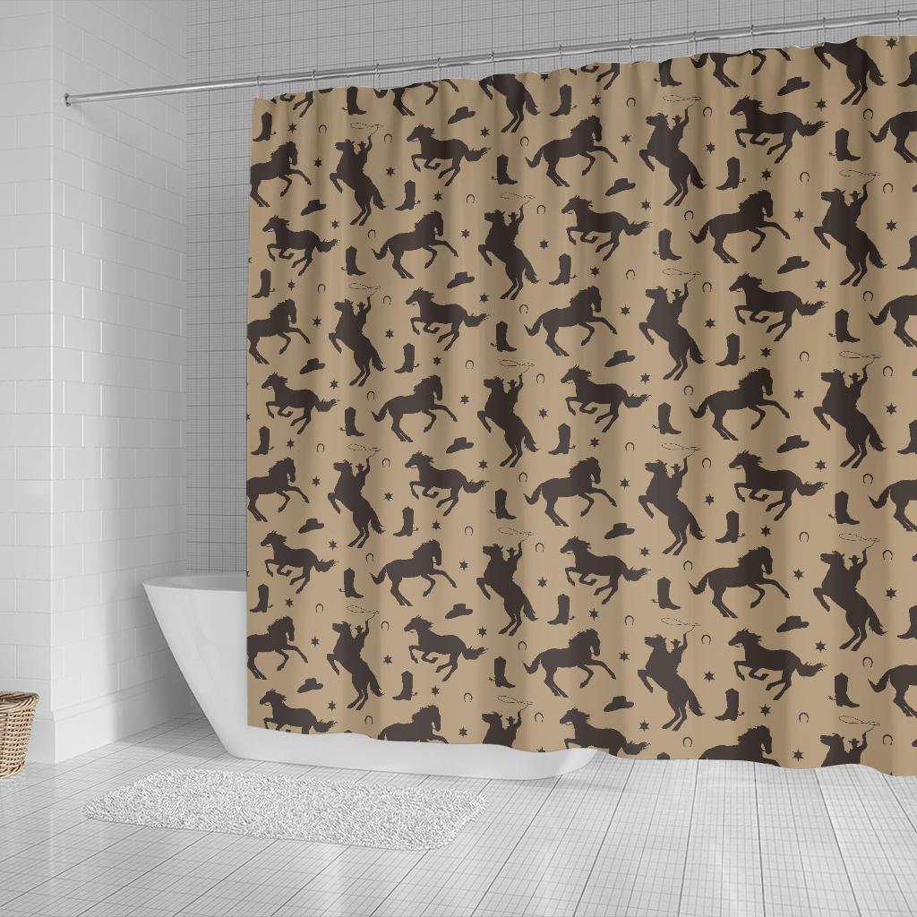 Western Cowboy Print Pattern Bathroom Shower Curtain-grizzshop