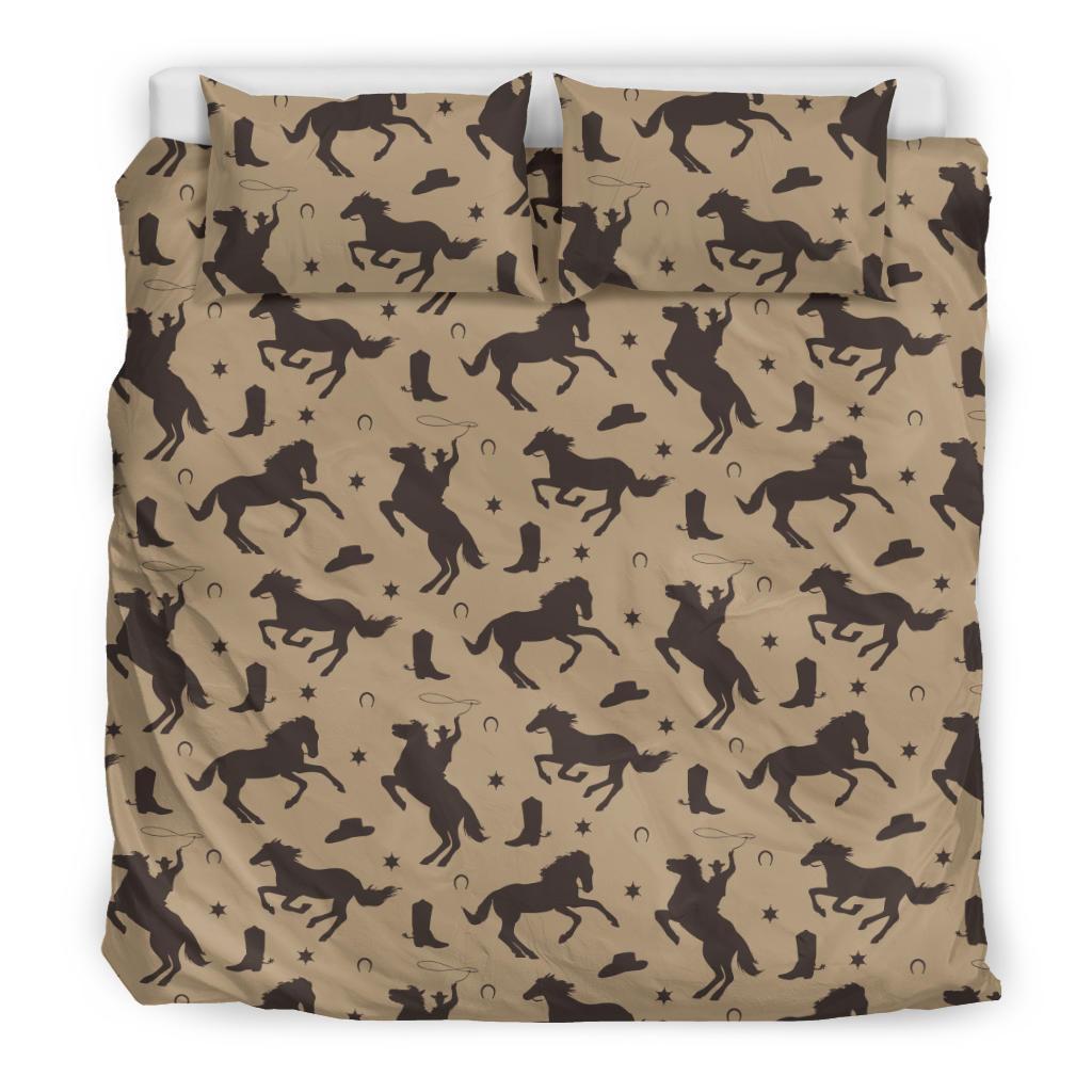 Western Cowboy Print Pattern Duvet Cover Bedding Set-grizzshop