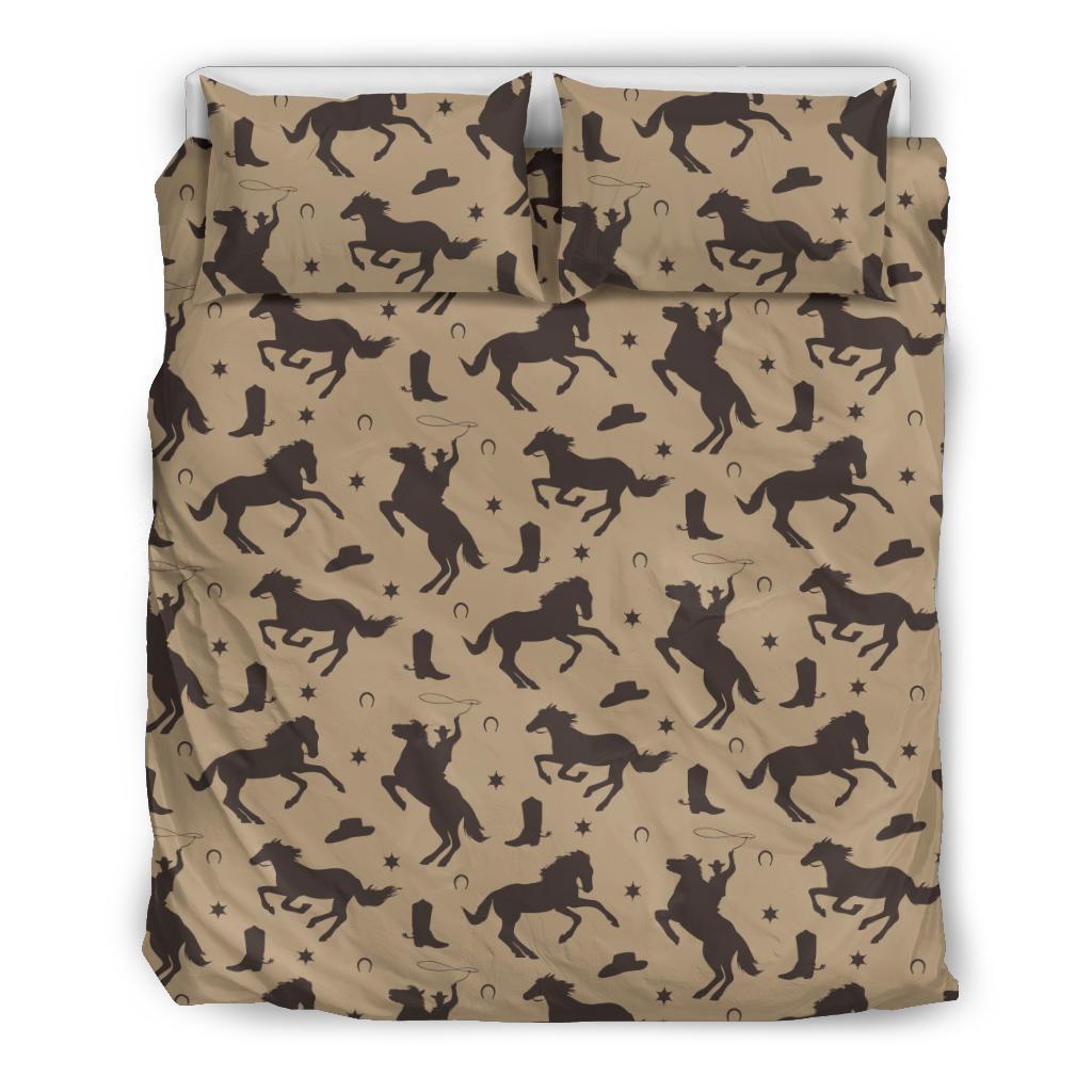 Western Cowboy Print Pattern Duvet Cover Bedding Set-grizzshop