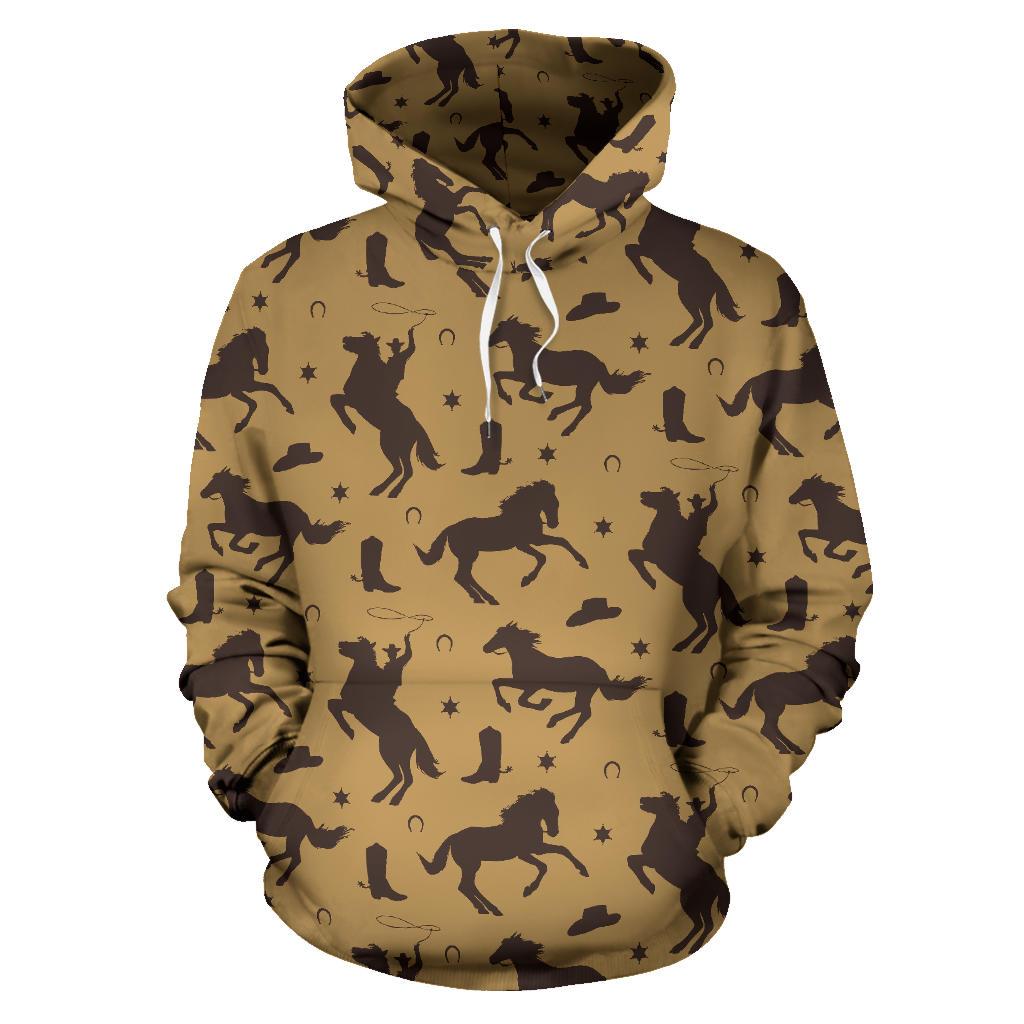 Western Cowboy Print Pattern Men Women Pullover Hoodie-grizzshop