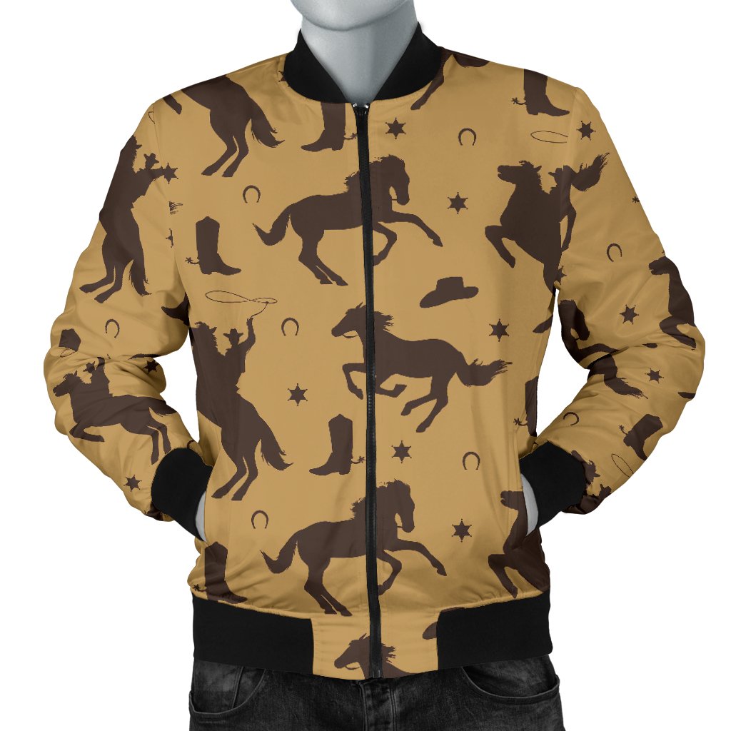 Western Cowboy Print Pattern Men's Bomber Jacket-grizzshop