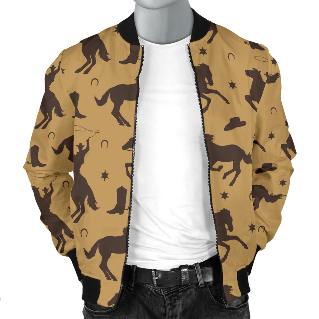 Western Cowboy Print Pattern Men's Bomber Jacket-grizzshop