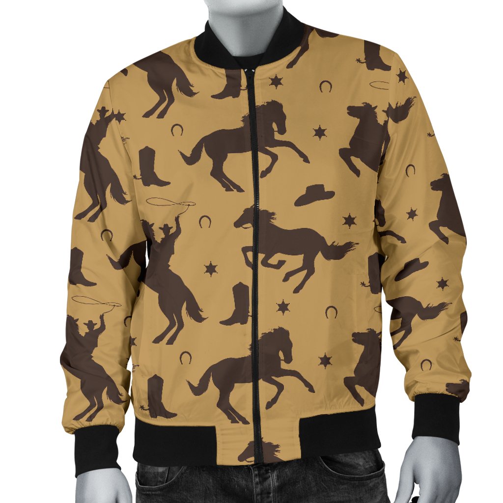 Western Cowboy Print Pattern Men's Bomber Jacket-grizzshop