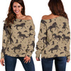 Western Cowboy Print Pattern Women Off Shoulder Sweatshirt-grizzshop