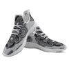 Western Floral Grey And Black Print White Athletic Shoes-grizzshop