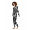 Western Floral Grey And Black Print Women's Pajamas-grizzshop