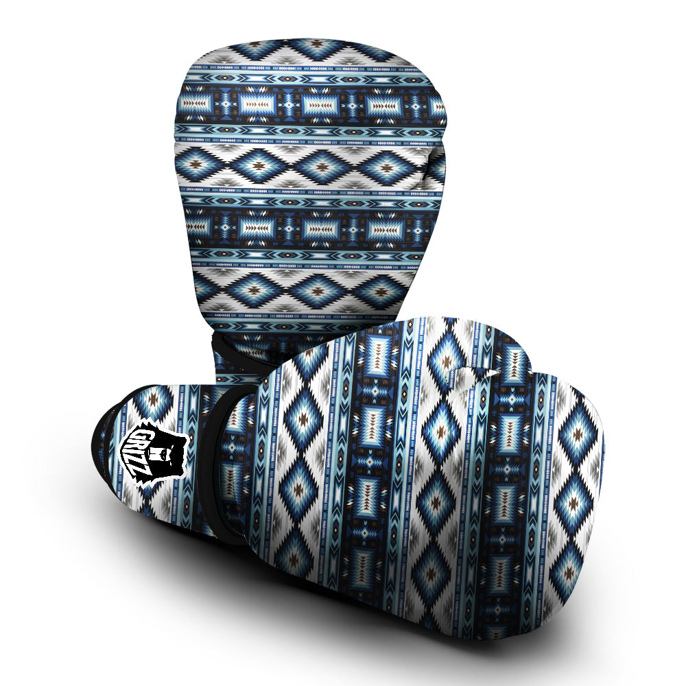 Western Navajo Blue Native Print Boxing Gloves-grizzshop
