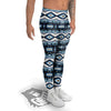 Western Navajo Blue Native Print Men's Leggings-grizzshop