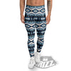 Western Navajo Blue Native Print Men's Leggings-grizzshop