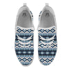 Western Navajo Blue Native Print White Athletic Shoes-grizzshop