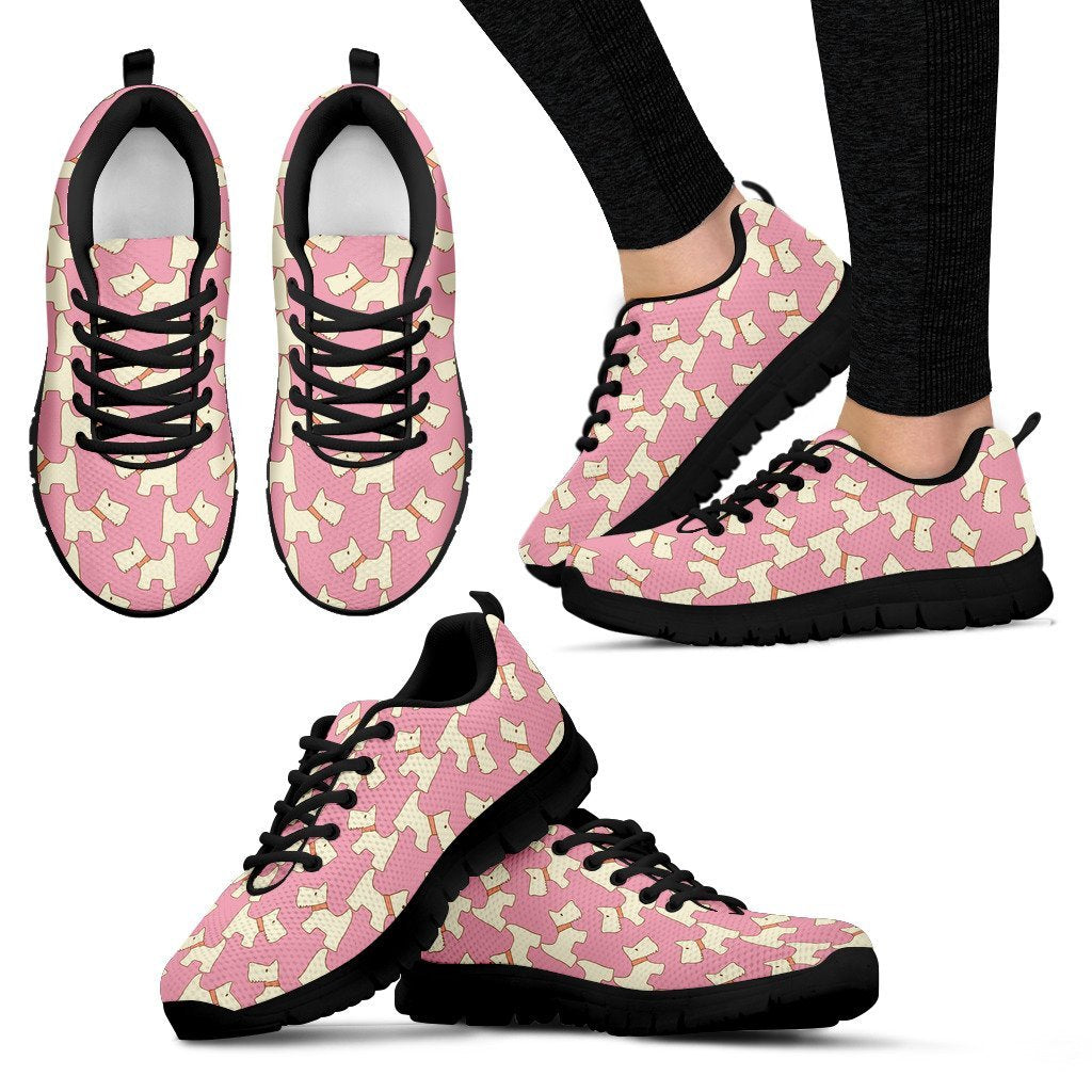 Westie Dog Pattern Print Black Sneaker Shoes For Men Women-grizzshop