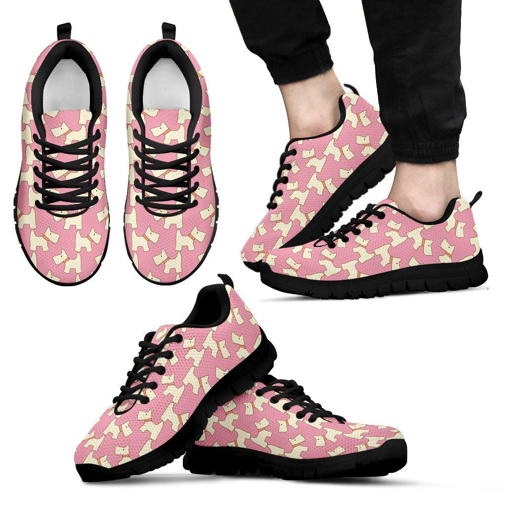 Westie Dog Pattern Print Black Sneaker Shoes For Men Women-grizzshop