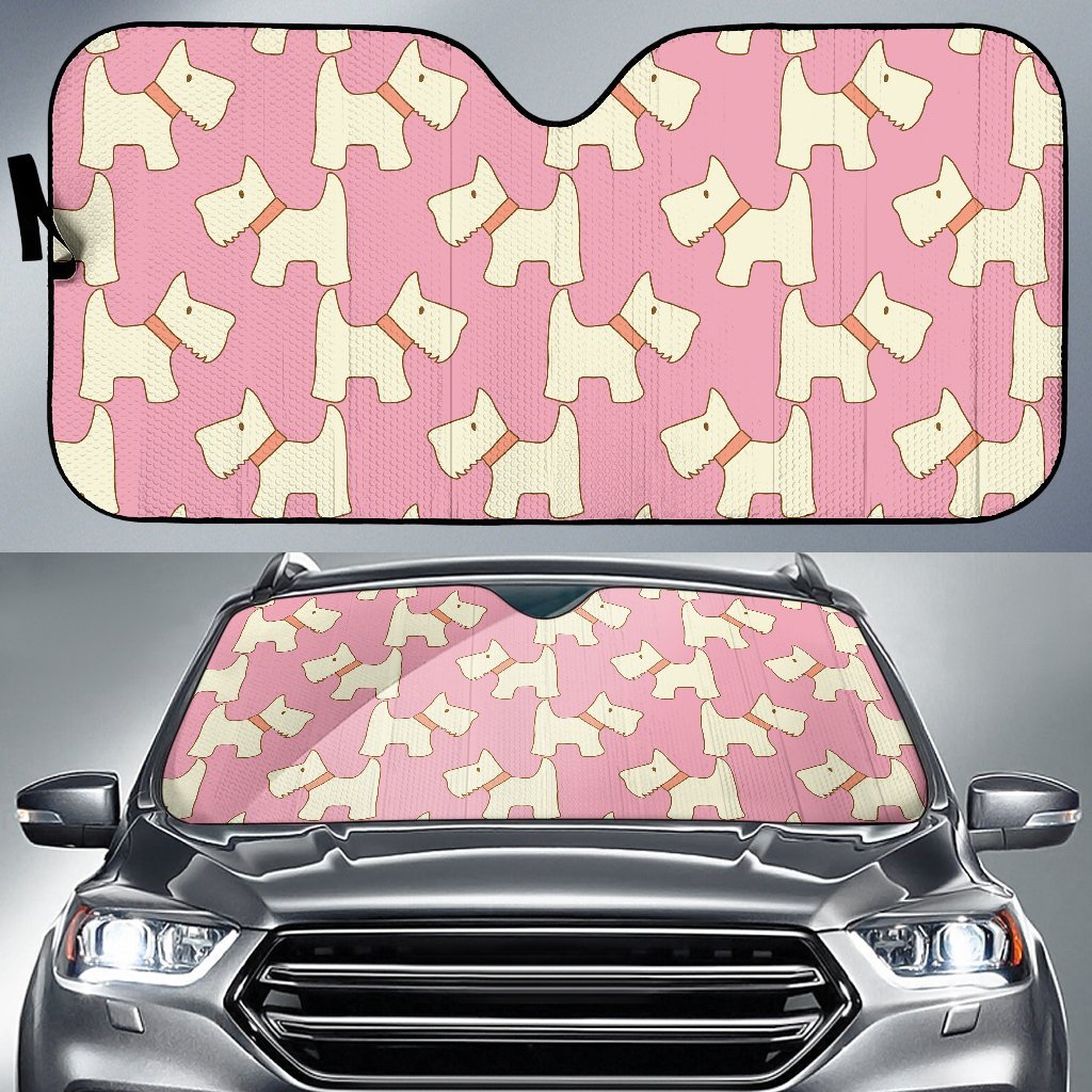 Westie Dog Pattern Print Car Sun Shade-grizzshop