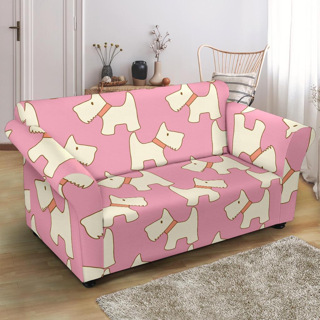 Westie Dog Pattern Print Loveseat Cover-grizzshop