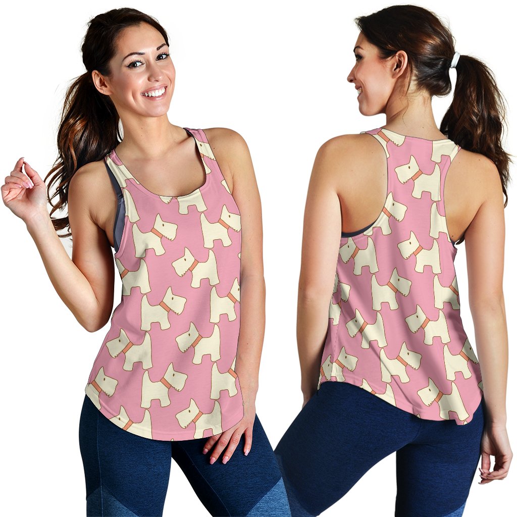 Westie Dog Pattern Print Women's Racerback Tank Tops-grizzshop