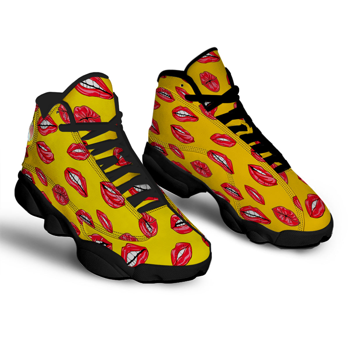 Wet Lips Print Pattern Black Basketball Shoes-grizzshop