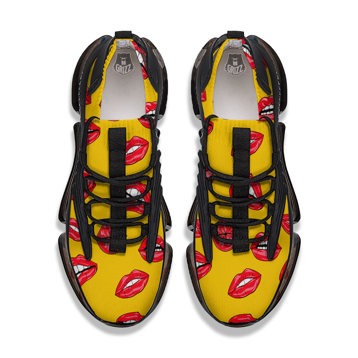 Wet Lips Print Pattern Black Gym Shoes-grizzshop
