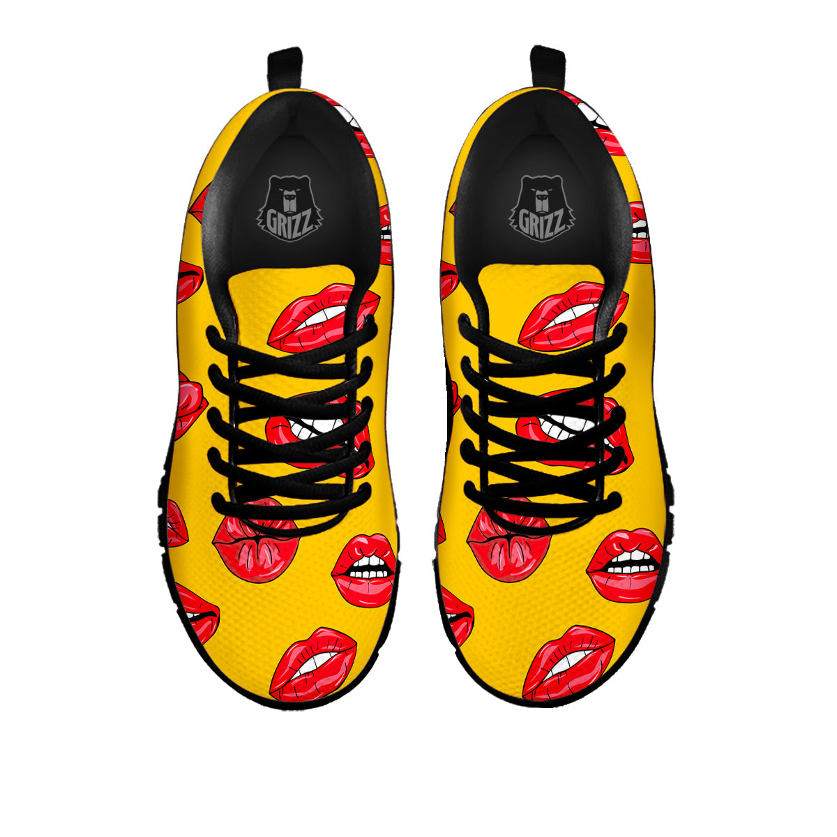 Wet Lips Print Pattern Black Sneaker-grizzshop