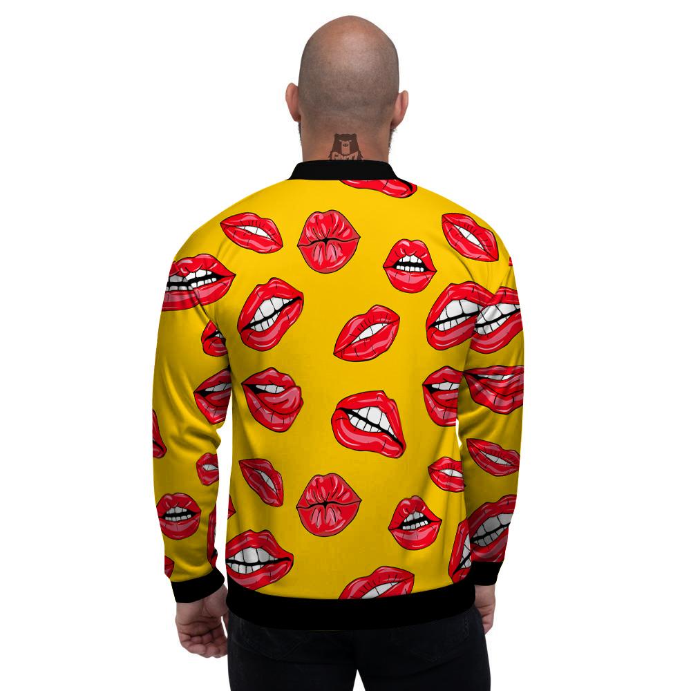 Wet Lips Print Pattern Men's Bomber Jacket-grizzshop