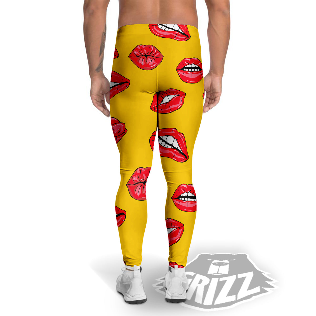 Wet Lips Print Pattern Men's Leggings-grizzshop