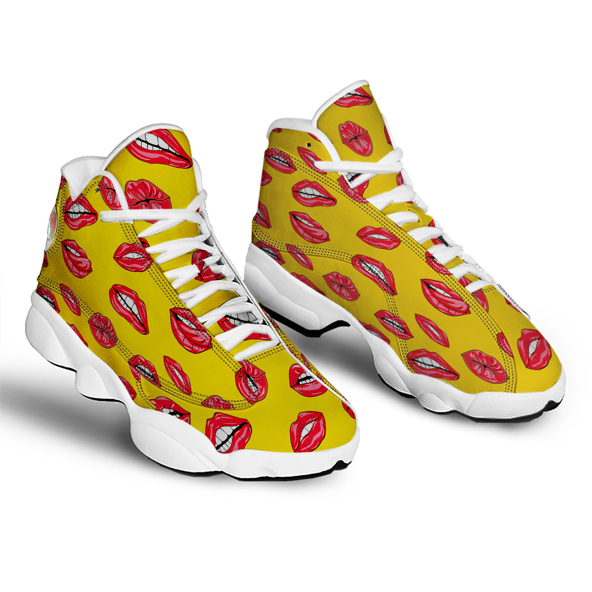 Wet Lips Print Pattern White Basketball Shoes-grizzshop