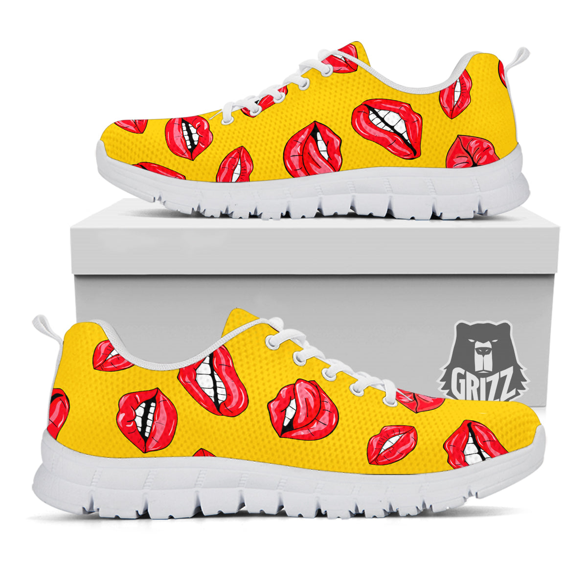 Wet Lips Print Pattern White Sneaker-grizzshop