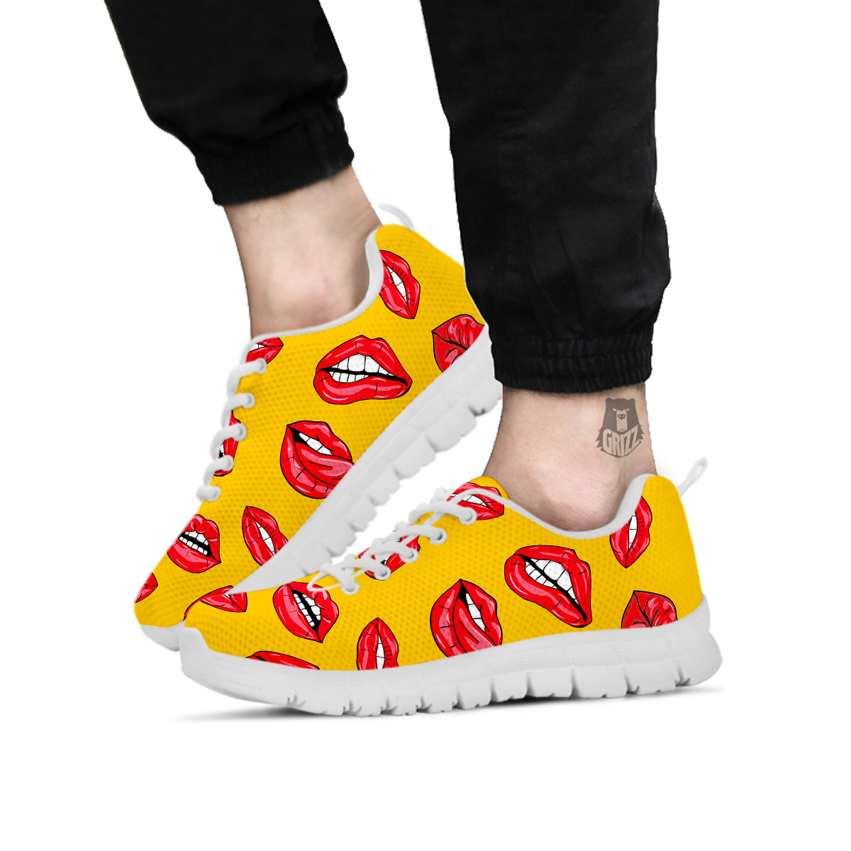 Wet Lips Print Pattern White Sneaker-grizzshop