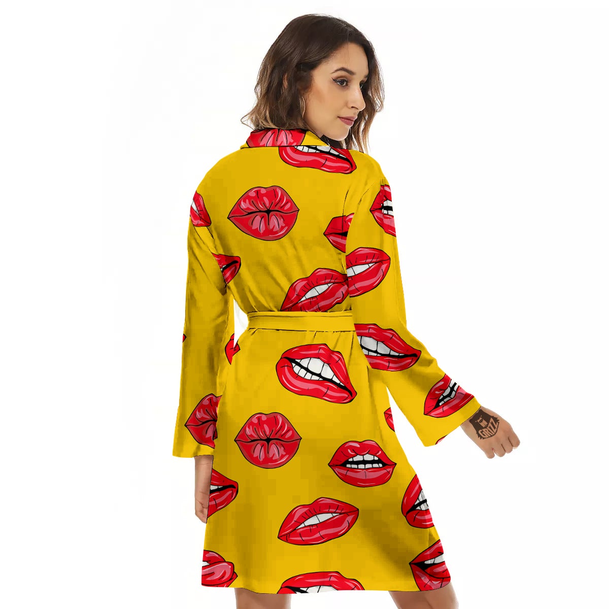 Wet Lips Print Pattern Women's Robe-grizzshop