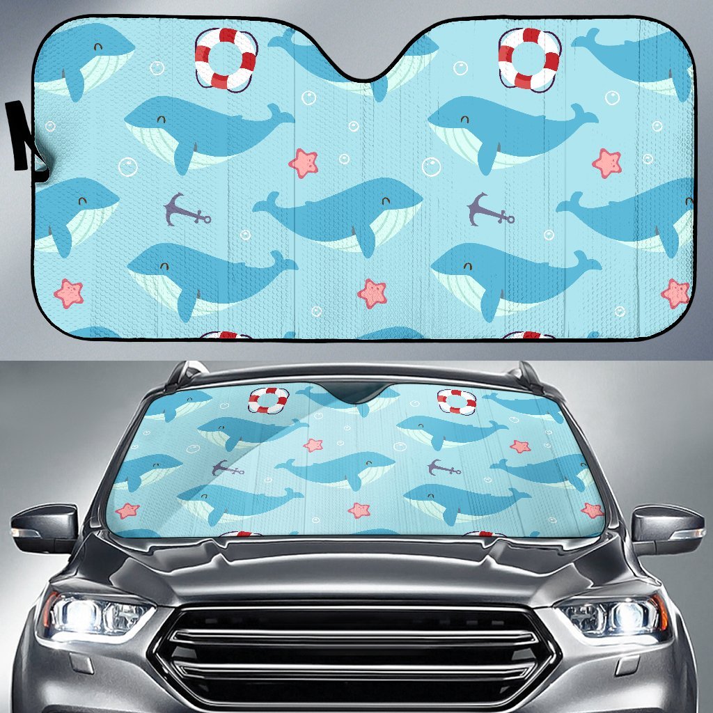 Whale Humpback Pattern Print Car Sun Shade-grizzshop