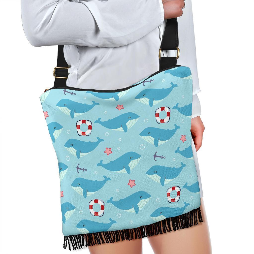 Whale Humpback Pattern Print Crossbody Bags-grizzshop