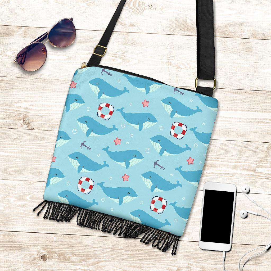 Whale Humpback Pattern Print Crossbody Bags-grizzshop