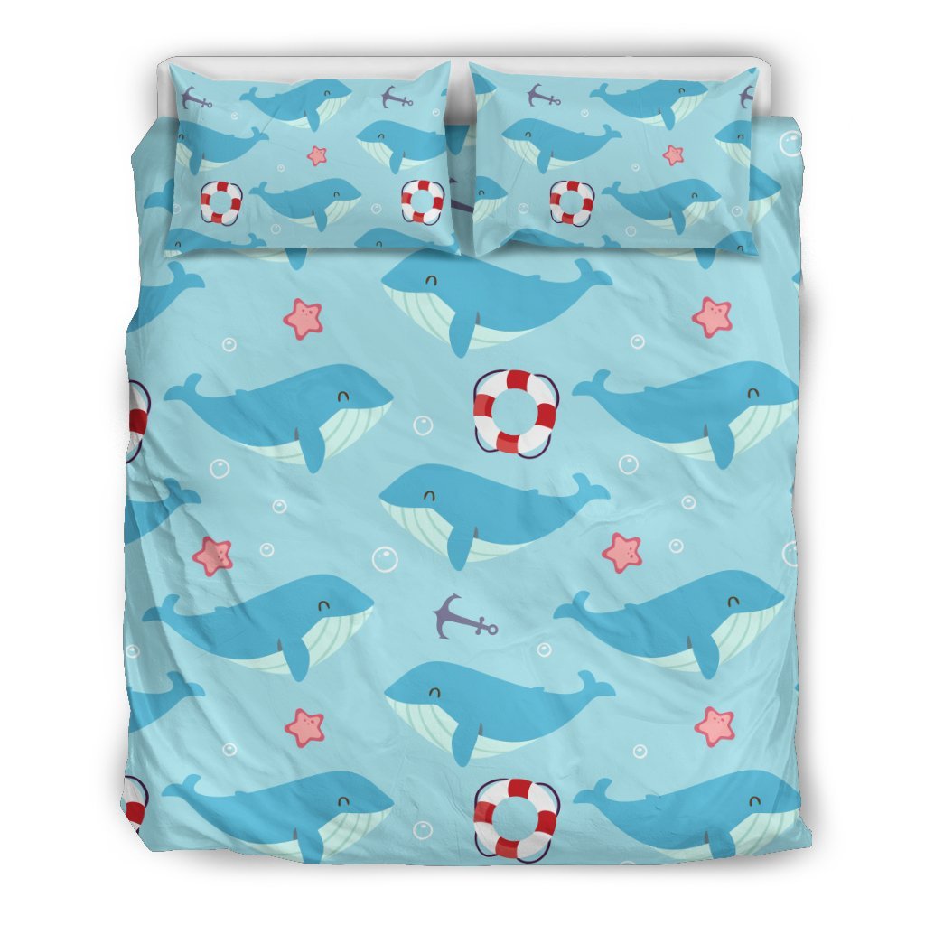 Whale Humpback Pattern Print Duvet Cover Bedding Set-grizzshop