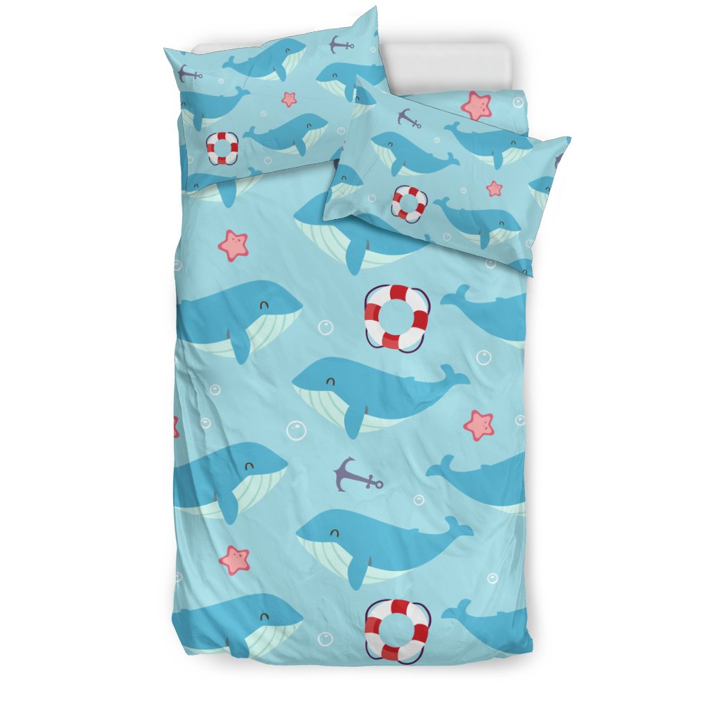 Whale Humpback Pattern Print Duvet Cover Bedding Set-grizzshop